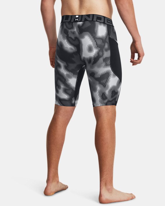 Men's HeatGear® Printed Long Shorts, Black, pdpMainDesktop image number 1